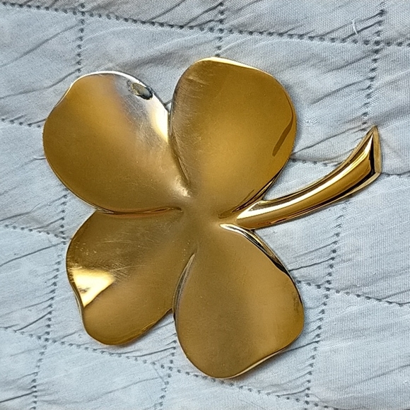 Gerity Four Leaf Clover Paperweight 24K Gold Plate Signed Vintage - Picture 1 of 13